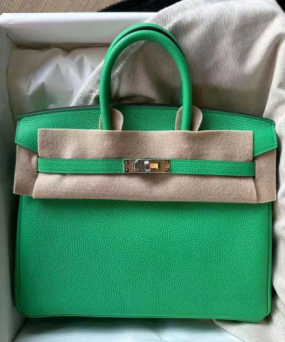 에르메스 버킨백25 그린 은장 토고가죽